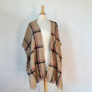Plaid Beige Wrap Scarf